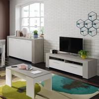 AMBIT TV-meubel met 2 deuren - eigentijdse stijl - grijs en wit - L 120 cm - thumbnail