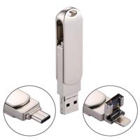 RQW-10X 3 in 1 USB 2.0 & 8 Pin & USB-C / Type-C 16GB Flash Drive for iPhone & iPad & iPod & Most Android Smartphones & PC Computer - thumbnail