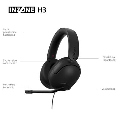 Sony inzone h3 bekabelde gaming headset over-ear (zwart, playstation 5, pc)