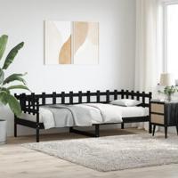 Slaapbank 90x190 cm massief grenenhout zwart - thumbnail