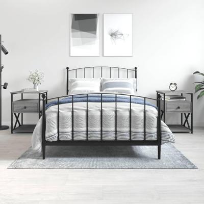 Nachtkastjes 2 st 40x42x55 cm bewerkt hout grijs sonoma eiken Nachtkastjes 2 st 40x42x55 cm bewerkt hout grijs sonoma eiken