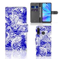 Telefoonhoesje met Naam Huawei P30 Lite (2020) Angel Skull Blauw - thumbnail
