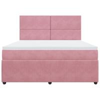 Boxspring met matras fluweel roze 180x200 cm - thumbnail