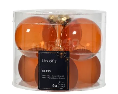 Kerstballen Glas Ø6cm Transparant Warm Cider 6st