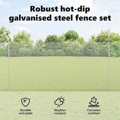 VidaXL Hek met paal zilver 1,5 x 10 m staal