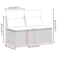 2-delige Loungeset met kussens poly rattan acacia bruin - thumbnail
