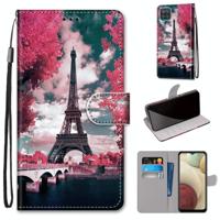 Voor Samsung Galaxy A12 / M12 gekleurde tekening kruis textuur horizontale flip pu lederen hoesje met houder & kaart slots & portemonnee & lanyard (ro - thumbnail