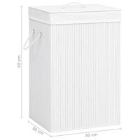 VidaXL Wasmand met 2 vakken 72 l bamboe wit - thumbnail