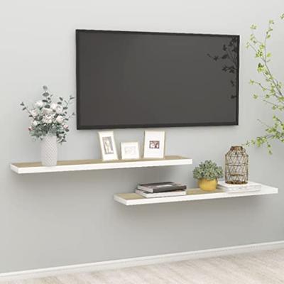 VidaXL Wandschappen zwevend 2 st 120x23,5x3,8 cm mdf eikenkleurig wit