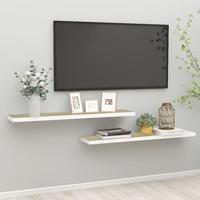 VidaXL Wandschappen zwevend 2 st 120x23,5x3,8 cm mdf eikenkleurig wit - thumbnail