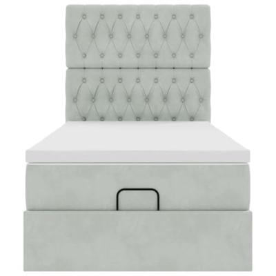 Ottoman bed met matrassen en LED's 90x200cm fluweel lichtgrijs