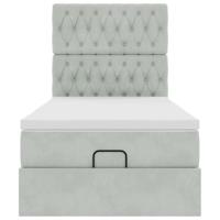 Ottoman bed met matrassen en LED's 90x200cm fluweel lichtgrijs - thumbnail