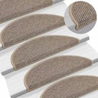 VidaXL Trapmatten zelfklevend 15 st sisal-look 56x17x3 cm donkerbeige - thumbnail