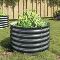 Plantenbak verhoogd 80x80x44 cm gegalvaniseerd staal grijs - thumbnail