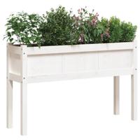 Plantenbak met poten 110x31x70 cm massief grenenhout wit - thumbnail