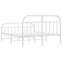 Bedframe met hoofd- en voeteneinde metaal wit 140x190 cm - thumbnail