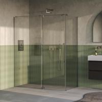 Brauer Stellar - Douchecabine met Draaideur - Helder Glas - 160x100x200 cm - Omkeerbaar - incl. Glascoating - PVD RVS-Kleurig Geborsteld - thumbnail