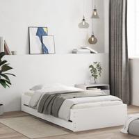 Bedframe met lades bewerkt hout wit 90x200 cm - thumbnail