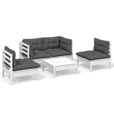 5-delige Loungeset met kussens massief grenenhout - thumbnail