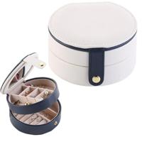 2 Tiers sieraden draagbare vak make-up oorbellen Case opslag organisator container (wit) - thumbnail