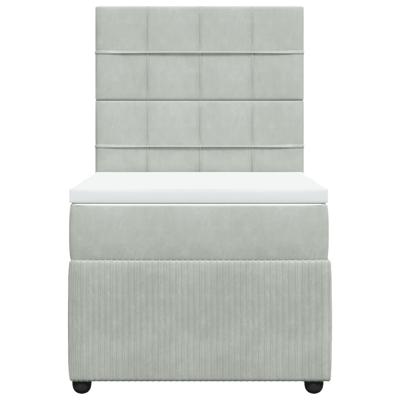 Boxspring met matras fluweel lichtgrijs 90x190 cm - thumbnail