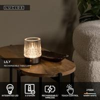 Lucide LILY - Oplaadbare Tafellamp - Accu/Batterij - Ø 8 cm - LED 3 StepDim - 1x3W 2700K/3000K - Zwart chroom - Set van 3 - thumbnail