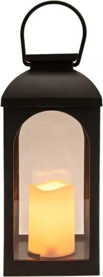 Anna's Collection Lantaarn solar met kaars 11x27cm zwart Anna's Collection Lantaarn solar met kaars 11x27cm zwart