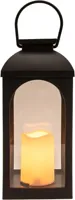 Anna's Collection Lantaarn solar met kaars 11x27cm zwart - thumbnail