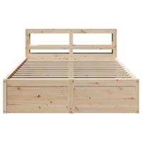 Bedframe met hoofdbord massief grenenhout wit 140x200 cm - thumbnail