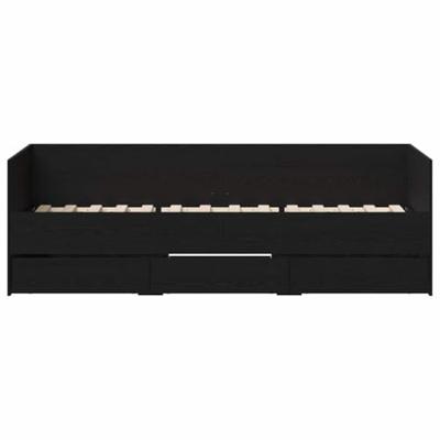 Dagbedframe met lades Zwart eiken 90 x 190 cm Bewerkt hout