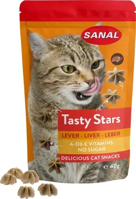 Sanal Tasty Stars kattensnoepjes lever 12 x 40g