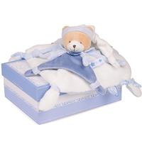 Vierkante knuffel 27 cm petit chou beer - DOUDOU ET COMPAGNIE blauw - thumbnail