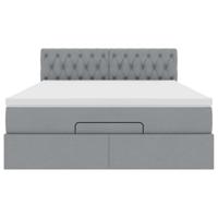 Ottoman bed met matras en LED's 140x200cm stof lichtgrijs - thumbnail