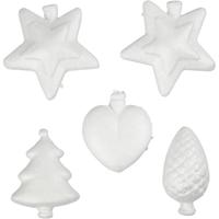Creotime styropor model Kerstfiguren 7 cm wit 5 stuks - thumbnail