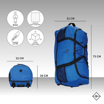 New Rebels Nevada Newark Navy 110L Rollable Trolley Weekendtas Waterafstotend