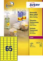Avery afneembare neon etiketten ft 38,1 x 21,2 mm (b x h), doos van 100 blad, 6500 stuks, neongeel - thumbnail