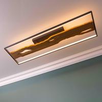 Brilliant Plafondlamp zwart met houtChaumont 100cm - G80114/76 - thumbnail