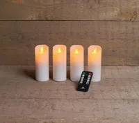 Anna&apos;s Collection LED kaars flame effect set 5.2 cm wit 4 stuks - thumbnail