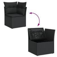 6-delige Loungeset met kussens poly rattan zwart - thumbnail