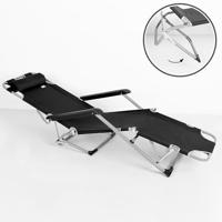 Liggende ligstoel Aktive Polyester 600D Staal Zwart 177 x 47 x 34 cm - thumbnail
