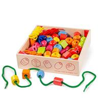 Bigjigs houten kralen in pot, 95dlg. - thumbnail