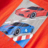 Kindershirt met lange mouwen racewagenprint 128 felroranje - thumbnail