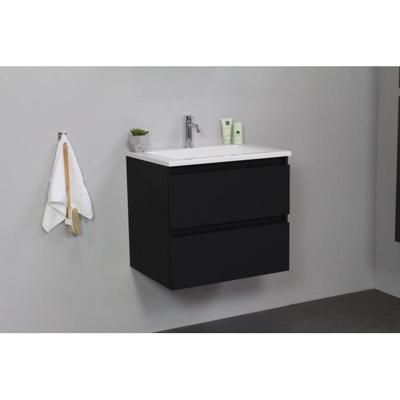 On-Line Onderkast - 60 cm - Voorgemonteerd - Acryl Wastafel - 1 Kraangat - Mat Zwart