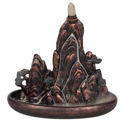 Backflow Wierook Houder Bronskleurige Eiland Polyresin (18 cm)