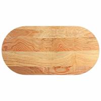 Tafelblad 100x50x4 cm ovaal massief eikenhout lichtbruin - thumbnail