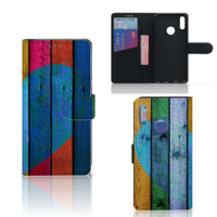 Huawei Y7 Pro | Y7 Prime (2019) Book Style Case Wood Heart - Cadeau voor je Vriend - thumbnail