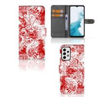 Telefoonhoesje met Naam Samsung Galaxy A23 Angel Skull Rood - thumbnail