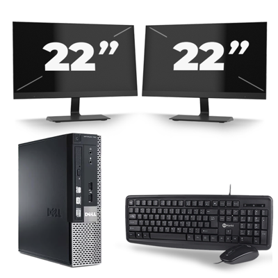 Dell Optiplex 790 USFF - Intel Core i5-2e Generatie - 8GB RAM - 256GB SSD - Windows 10 + 2x 22 inch Monitor