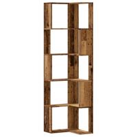 Boekenkast 5-laags hoek 50x50x179 cm bewerkt hout oud houtkleur - thumbnail