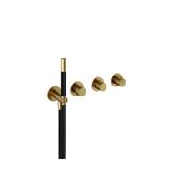 Hotbath Cobber afbouwdeel inbouw badendouche thermostaat met 2 stopkranen zonder uitloop geborsteld messing (goud) PVD CB7071EXTBBP - thumbnail